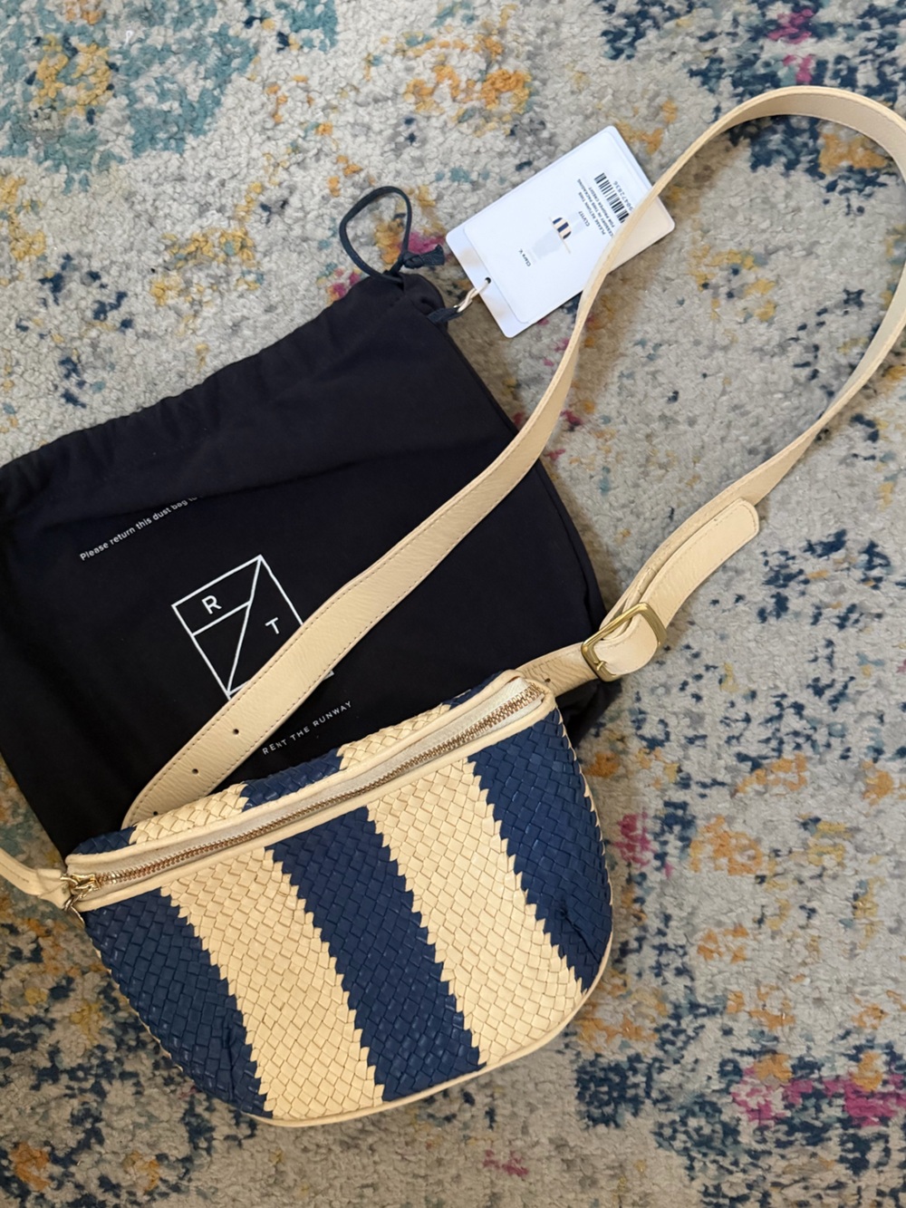 Clare V crossbody in Navy and Cream